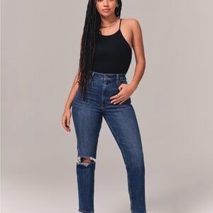Abercrombie & Fitch Curve Love Ultra High Rise Ankle Straight Dark Blue Jeans